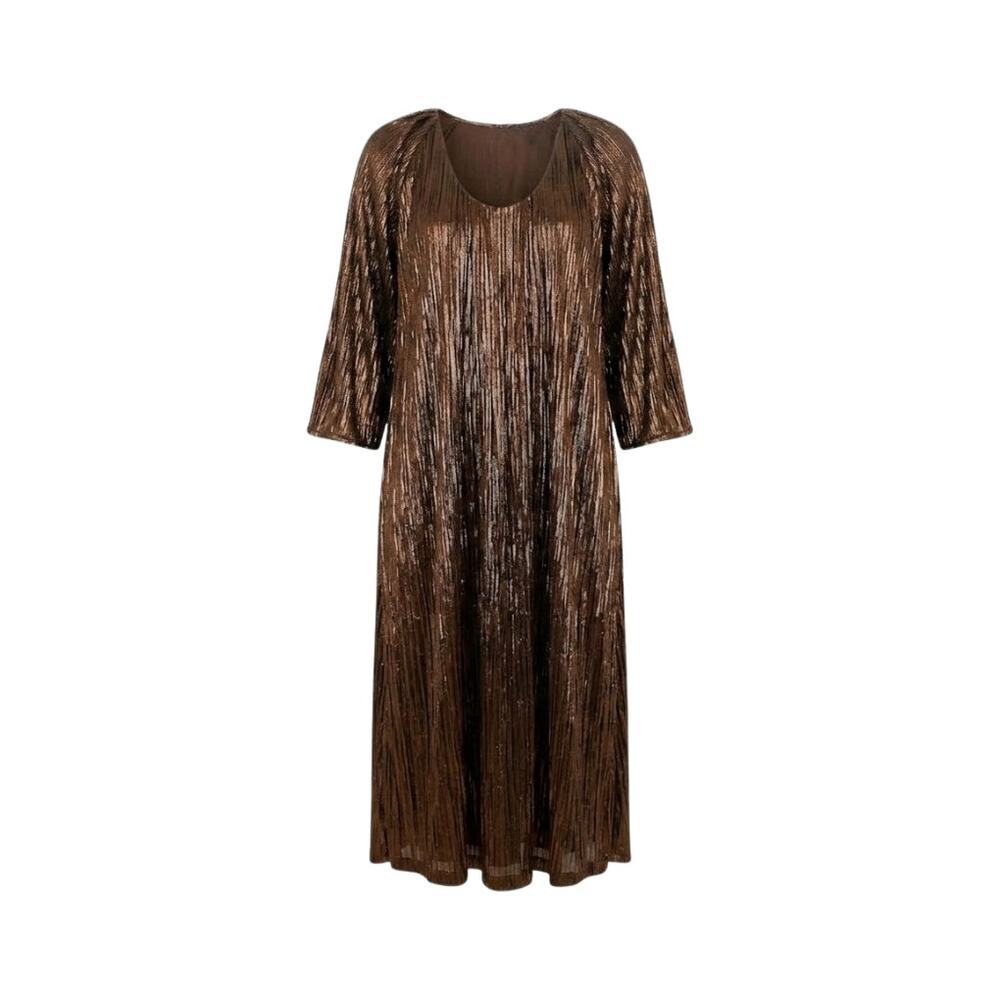 HYACINTH HOUSE Bronze Metallic Plisse Dorinda Midi Dress Size XS NWT